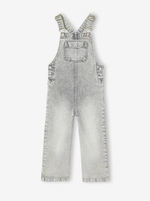 Wijde salopet van jeans voor meisjes denimgrijs Wijde salopet van jeans voor meisjes denimgrijs