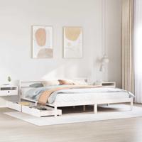 Bedframe zonder matras massief grenenhout wit 180x200 cm - thumbnail