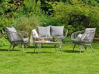 Evora loungeset wicker grijs Decoris - Decoris