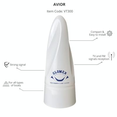 Antena TV omnidireccional GLOVT300 - AVIOR - TV-FM - 24,5DB 100X210MM