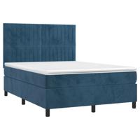Boxspring met matras fluweel donkerblauw 140x200 cm - thumbnail