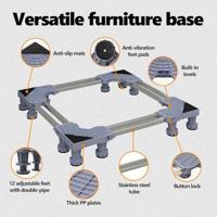 VidaXL Wasmachinebasis grijs 67 x 67 x 12 cm roestvrij staal - thumbnail