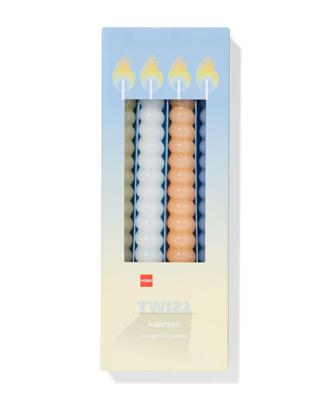 HEMA Lange Huishoudkaars Ø2.2x25cm Gedraaid Lichtblauw-zalm - 4 Stuks (multicolor)