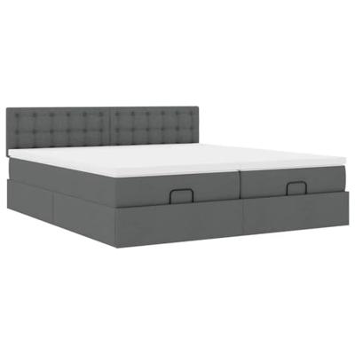 Ottoman bed met matrassen 180x200cm stof donkergrijs