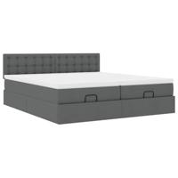 Ottoman bed met matrassen 180x200cm stof donkergrijs - thumbnail