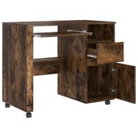 Bureau met Wielen Gerookt eiken 91 x 50 x 77 cm Bewerkt hout - thumbnail