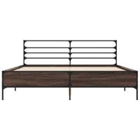 Bedframe bewerkt hout metaal bruin eikenkleur 150x200 cm - thumbnail