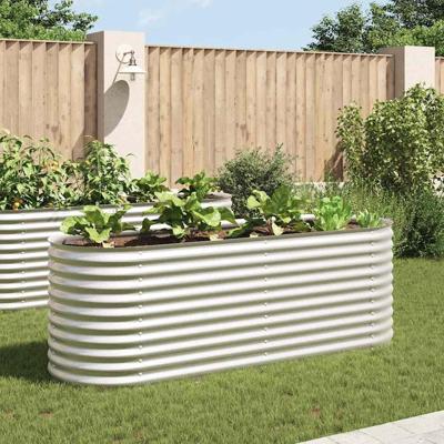 VidaXL Plantenbak verhoogd 240x80x81 cm gegalvaniseerd staal zilver VidaXL Plantenbak verhoogd 240x80x81 cm gegalvaniseerd staal zilver