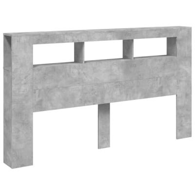 Hoofdeinde met LED 180x18,5x103,5 cm bewerkt hout betongrijs