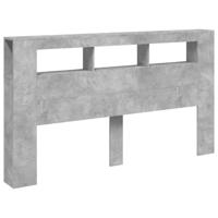 Hoofdeinde met LED 180x18,5x103,5 cm bewerkt hout betongrijs - thumbnail