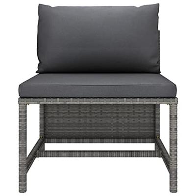 Middenbank sectioneel met kussens poly rattan grijs - thumbnail