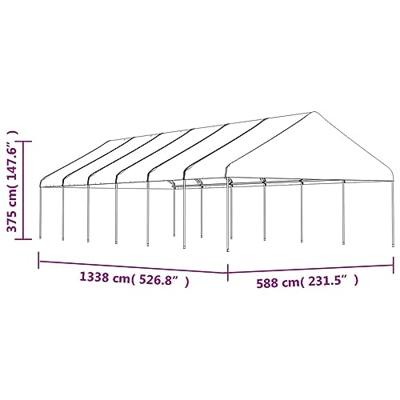 Prieel met dak 13,38x5,88x3,75 m polyetheen wit