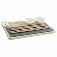 Sushi set DKD Home Decor PC-186227 Wit Zwart Natuurlijk Bamboe Raad van bestuur Modern Orientaals 28,5 x 18,5 x 2,6 cm (9 Onderd - thumbnail