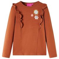 Kindershirt met lange mouwen bloemenprint 104 cognackleurig - thumbnail