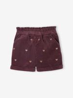 Short en fluweel / velours meisjes detail harten met glanzende borduursels pruim - thumbnail