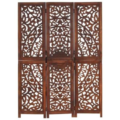 vidaXL Kamerscherm 3 panelen handgesneden 120x165 cm mangohout bruin