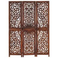 vidaXL Kamerscherm 3 panelen handgesneden 120x165 cm mangohout bruin - thumbnail