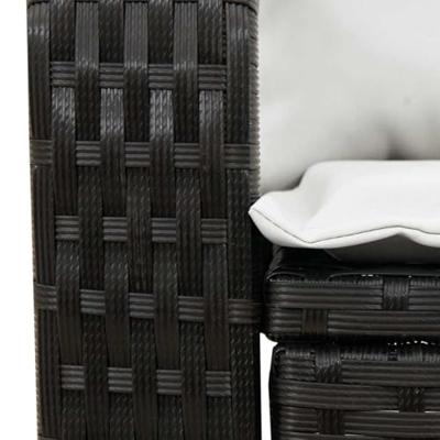Tuinschommelstoel met kussens poly rattan zwart