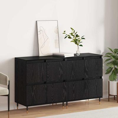 Dressoirs 2 pcs Zwart eiken 120 x 35 x 70 cm Bewerkt hout