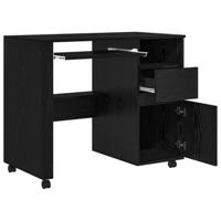 Bureau met Wielen Zwart Eiken 91 x 50 x 77 cm Bewerkt hout - thumbnail