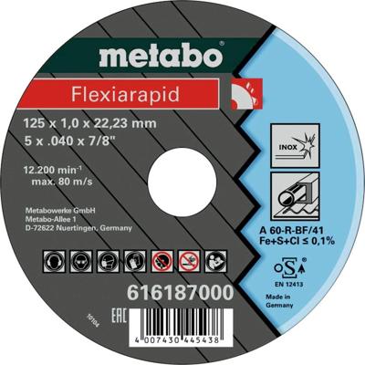 Metabo 616187000 Doorslijpschijf recht 125 mm 25 stuk(s) Blik, Profiel