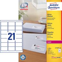 Etiket Avery L7160-100 63.5x38.1mm wit 2100 etiketten | 5 stuks - thumbnail