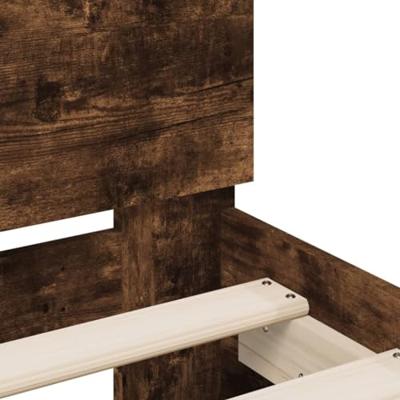 Bedframe met hoofdeinde bewerkt hout gerookt eiken 100x200 cm