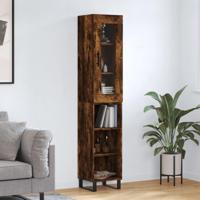 Hoge kast 34,5x34x180 cm bewerkt hout gerookt eikenkleurig - thumbnail