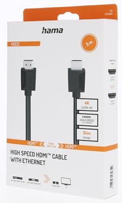 Hama HIGH-SPEED HDMI-KABEL, 4K, CONNECTOR - CONNECTOR, ETHERNET, 3,0 M HDMI kabel Zwart - thumbnail