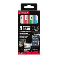 Uni-ball krijtmarker, ronde punt 1,8 - 2,5 mm, etui van 4 stuks, assorti - thumbnail