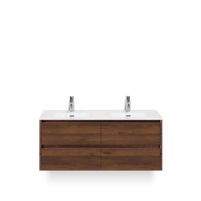 Dante Badmeubelset 120 cm - 4 laden Walnoot - Keramische Wastafel Wit Cover