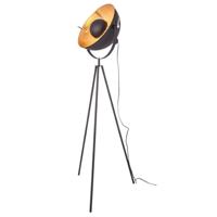 Staande lamp &apos;Captain Mini&apos; By Rydens zwart goud industrieel e27 fitting 145cm - thumbnail