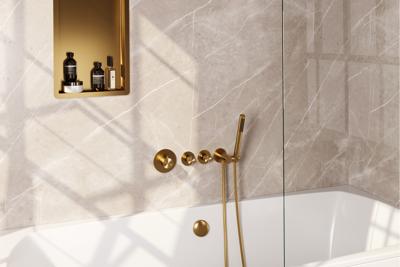 Gold Edition thermostatische inbouw badkraan SET met badvulcombinatie