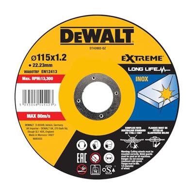 DeWALT DT43903 Doorslijpschijf RVS 115mm DeWALT DT43903 Doorslijpschijf RVS 115mm