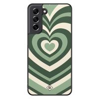 Samsung Galaxy S21 FE hoesje - Hart swirl groen - thumbnail