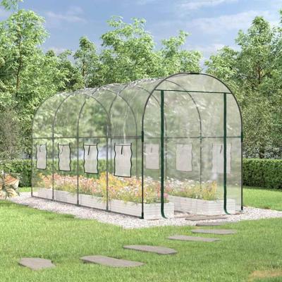 VidaXL Tuinkas 160x400x190 cm pvc en gepoedercoat staal transparant VidaXL Tuinkas 160x400x190 cm pvc en gepoedercoat staal transparant
