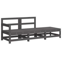 3-delige Loungeset met kussens massief hout grijs - thumbnail