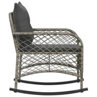 Tuinschommelstoel met kussens poly rattan grijs - thumbnail