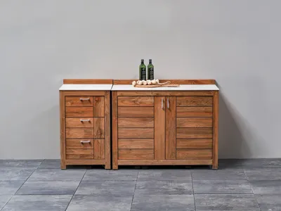 Passion Grills | Buitenkeuken Module Milano | Opstelling 04 | Albastro Cream