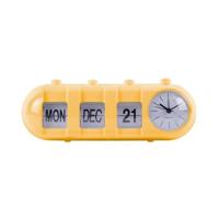 Karlsson Alarm Klok Retro Tube Kalender Flip Bright Geel - thumbnail