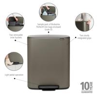 Brabantia Bo Pedaalemmer - 2x30L - 2 kunststof binnenemmers - platinum 211546 - thumbnail