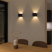 2x Falerna Oplaadbare Up & Down Wandlamp Zwart - thumbnail