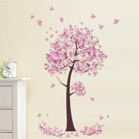 2 PC'S boom bloem bloemen vlinders muur stickers Decals woonkamer slaapkamer TV sofa achtergrond decor muur stickers muurschildering - thumbnail