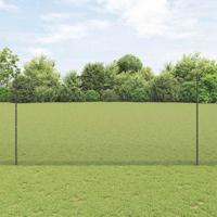 VidaXL Hek met paal grijs 1,6 x 10 m staal en pvc - thumbnail
