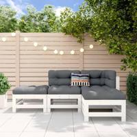 4-delige Loungeset massief grenenhout wit - thumbnail