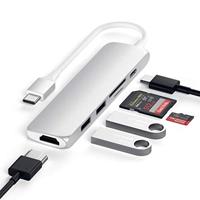 SATECHI USB-C Hub Slank Multipoort Adapter V2 Met 60W USB-C PD, 4K HDMI (60Hz), Micro/SD Kaartlezers, USB 3.0 - Voor M2/ M1 Macbook Pro/Air, M2/ M1 iPad Pro/Air, M2 Mac Mini, iMac M1 (Zilver) - thumbnail