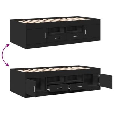 Slaapbank met lades zonder matras 90x190 cm zwart