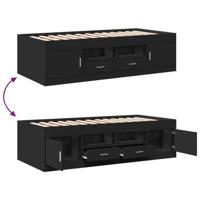 Slaapbank met lades zonder matras 90x190 cm zwart - thumbnail