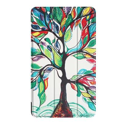 Huawei MediaPad M3 Lite 8.0 geschilderde boom patroon horizontale vervorming Flip lederen draagtas met drie-vouwen houder & slaap / Wake-up functie