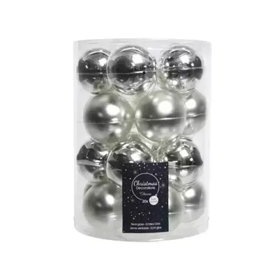 Kerstballen Glas Ø6cm Zilver 20st